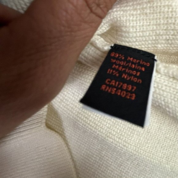 VTG Banana Republic Y2K Wool Zip Sweater Hood Cream Womens Medium EXCELLENT RARE - Picture 8 of 12